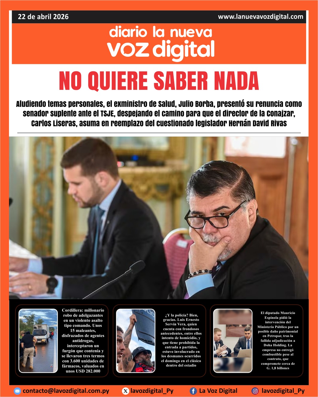 Tapa del 22 de abril del 2026