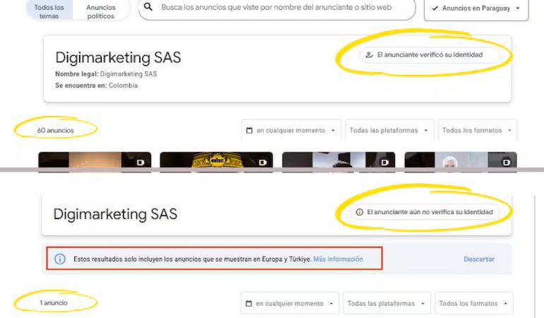 Anuncios oficiales borrados tras denuncia de “red digital”