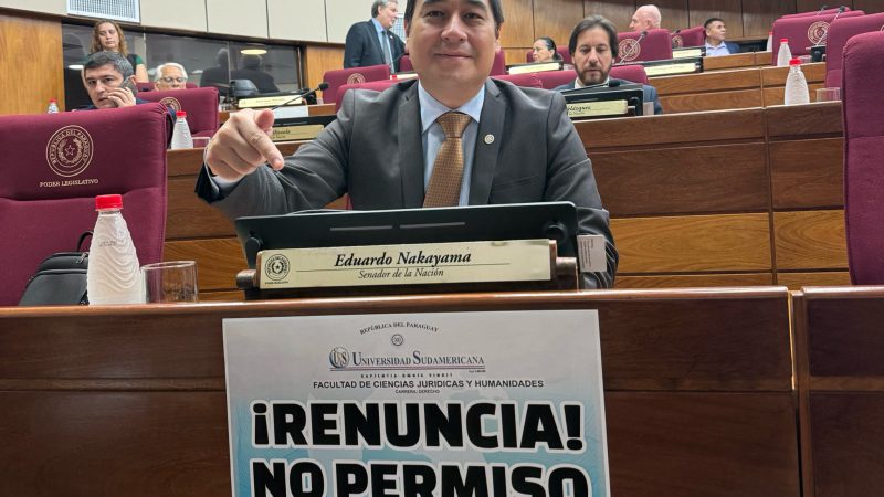 Senadores exhiben pancartas contra permiso a Rivas
