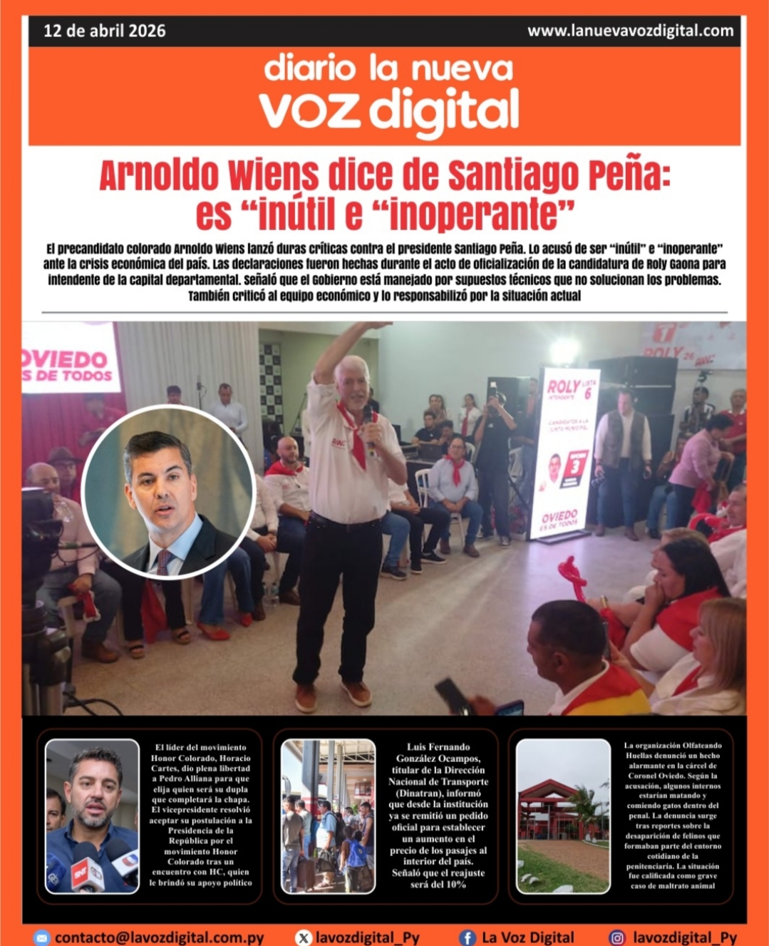 Tapa del 12 de abril del 2026