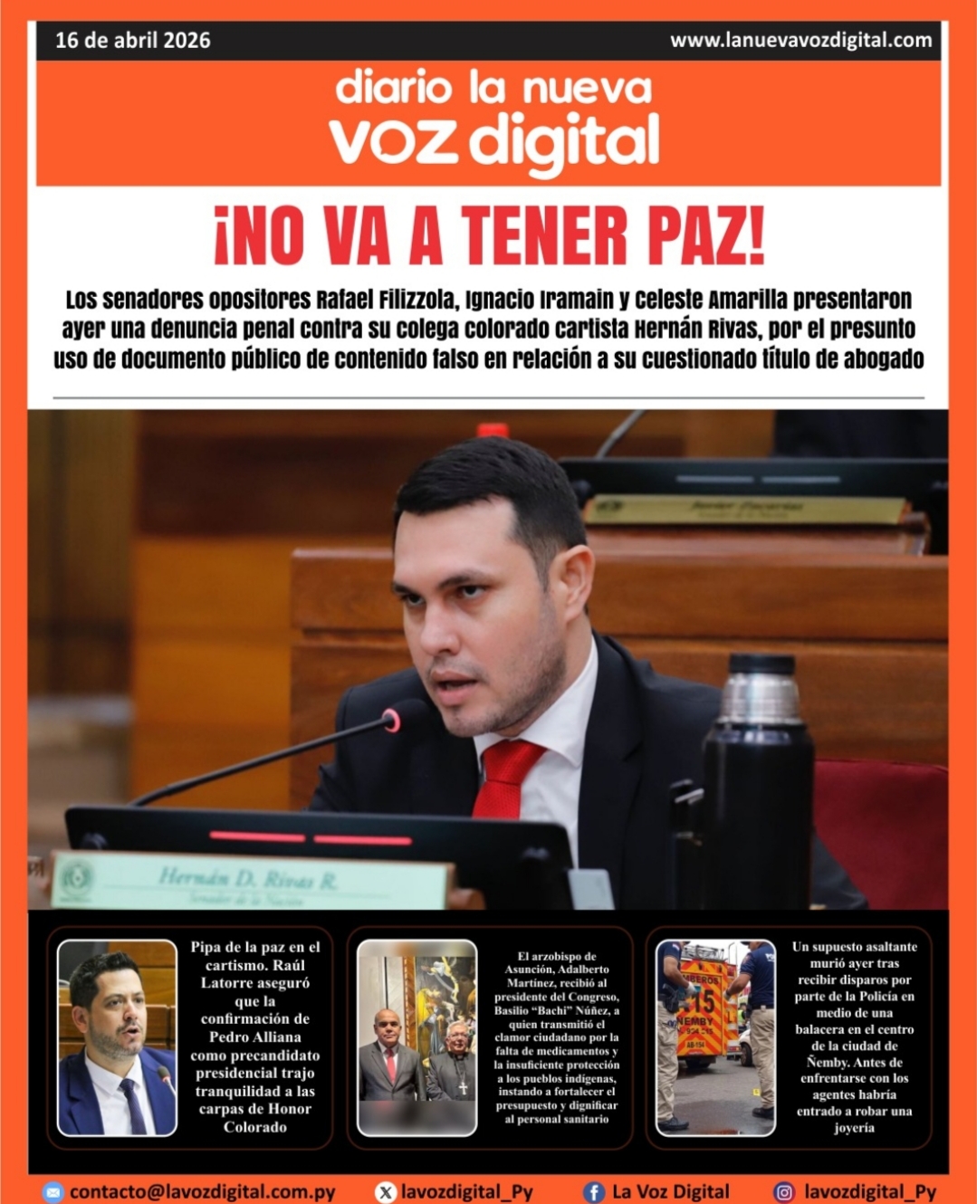 Tapa del 16 de abril del 2026