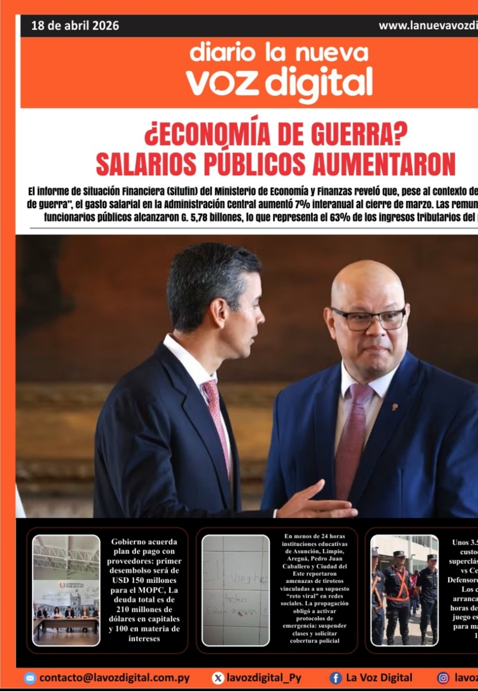 Tapa del 18 de abril del 2026