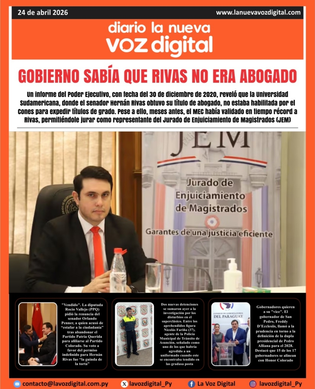 Tapa del 24 de abril del 2026