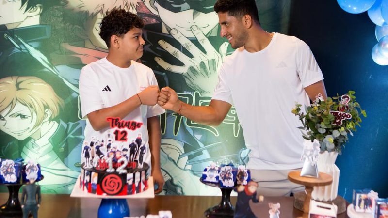 Después del cumple con temática olimpista, Cecilio Domínguez le armó otro a su hijo