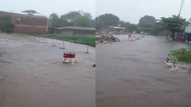Obras inconclusas convierten calles de San Lorenzo en río y dejan a vecinos aislados
